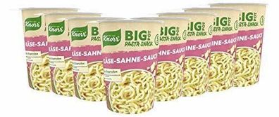 Knorr Big Pasta Snack Pot Käse-Sahne-Sauce Instant Nudeln 8 x 92g Becher Büro