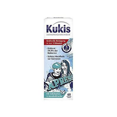 Kukident Kukis Zahnspangen-Reiniger 1er Pack 1x 60 Stück Mentholfrisch Zähne