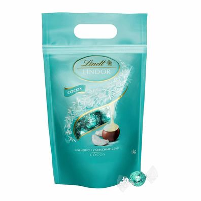 Lindt Lindor Kokosnuss-Milchschokoladenkugeln Pralins Beutel 80 Kugeln 1 kg