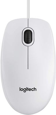 Logitech B100 Maus Kabel USB-Anschluss 800 DPI Optisch 3 Tasten PC Mac weiß