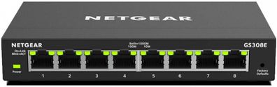 Netgear 308E 8 Port LAN Gigabit Ethernet Switch lüfterlos VLAN Metallgehäuse