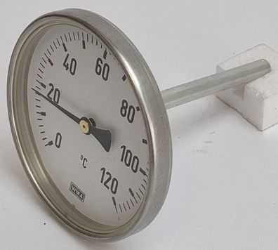 WIKA Typ A50 Bimetallthermometer Nenn-Ø 100mm Tauchschaft-Ø 9mm EL:100mm 0-120°C