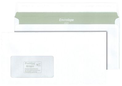 Envirelope® 30005444 Briefumschlag - DIN lang, haftklebend, 75 g/qm, mit Fenster,