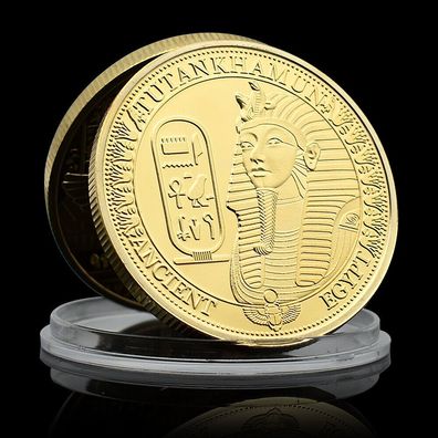 Ägyptische Pharao Tutankhamun Medaille vergoldet (ÄM250226)