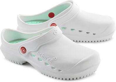 Schu'zz Schuzz Damen Clog Berufsschuhe PROTEC Femme uni Blanc & Aqua / Weiß