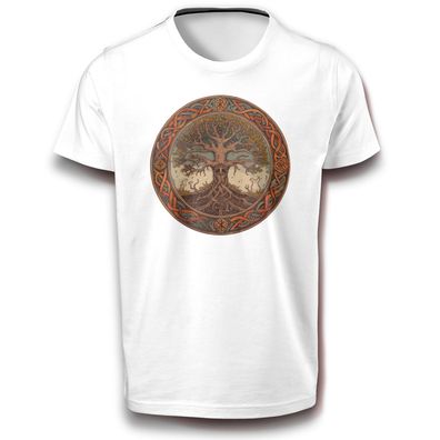 Keltischer Baum des Lebens Wikinger Rune T-Shirt Baumwolle Odin Valhalla Tribal