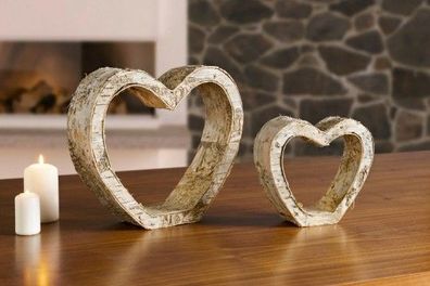 Holz Herz Deko Liebe Love Birke 2er Set Zuhause Landhaus Muttertag Valentinstag