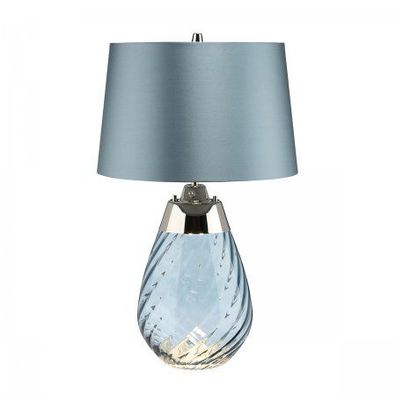 Elstead Lighting Lena Tischleuchte Small 2-Light Blau Nickel Stoffschirm Blau 61cm