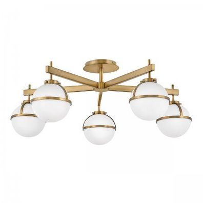 Elstead Lighting Hollis Deckenleuchte Semi-Flush 5-Light Messing Opalglas E14 IP44