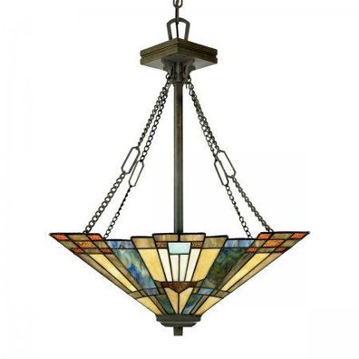 Elstead Lighting Inglenook Pendelleuchte 3-Light Up Tiffany-Stil Bronze E27