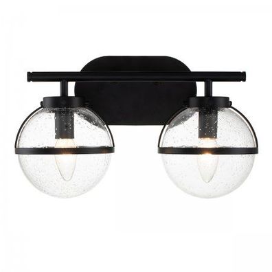 Elstead Lighting Hollis Wandleuchte 2-Light Schwarz Klarglas E14 IP44