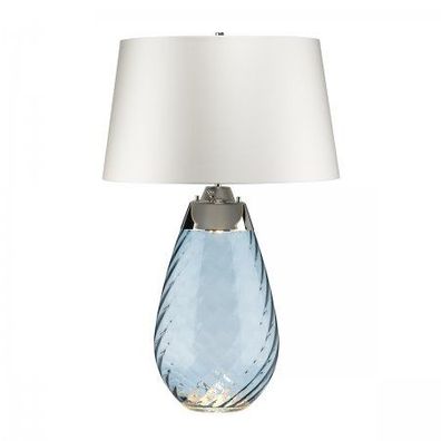 Elstead Lighting Lena Tischleuchte Large 2-Light Blau Nickel Stoffschirm Altweiß 74cm