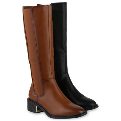 VAN HILL Damen Leicht Gefütterte Klassische Stiefel Basic Boots Schuhe 840543