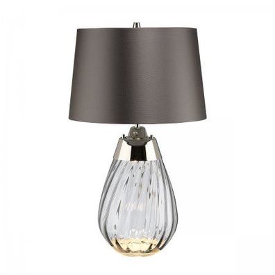 Elstead Lighting Lena Tischleuchte Small 2-Light Rauchglas Nickel Stoffschirm Grau 61