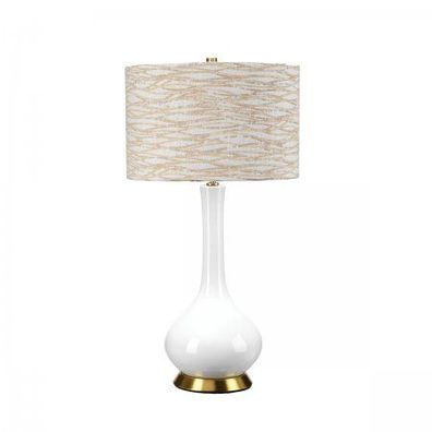 Elstead Lighting Milo Tischleuchte 1-Light Messing Weiß Stoffschirm gemustert beige 6
