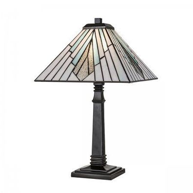 Elstead Lighting Alderley Tischleuchte Large 1-Light Bronze E27 Tiffany mehrfarbig