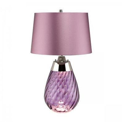 Elstead Lighting Lena Tischleuchte Small 2-Light Pflaume Nickel Stoffschirm lila 61cm