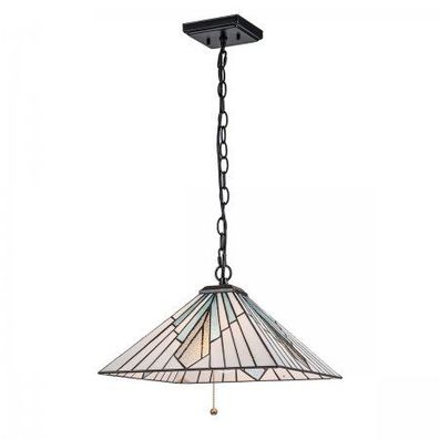 Elstead Lighting Alderley Pendelleuchte 2-Light Bronze E27 Tiffany mehrfarbig