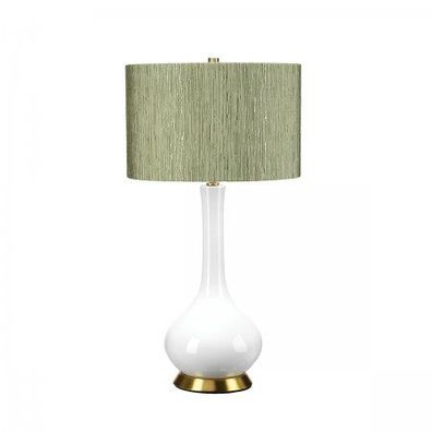 Elstead Lighting Milo Tischleuchte 1-Light Messing Weiß Stoffschirm gemustert grün 69