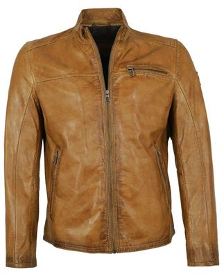 Milestone - Herren Lederjacke Lammnappa hell-cognac