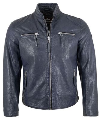 Milestone - Herren Lederjacke Lammnappa marine