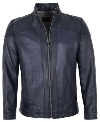 MADDOX - Herren Lederjacke Biker Lammnappa marine blau