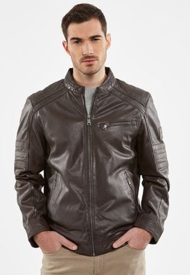 Jack Hanter - Herren Lederjacke Lammnappa dunkelbraun