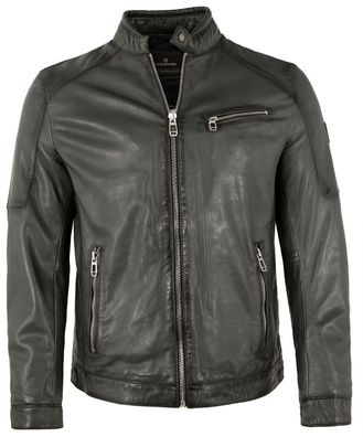 Milestone - Herren Lederjacke Lammnappa aschgrau