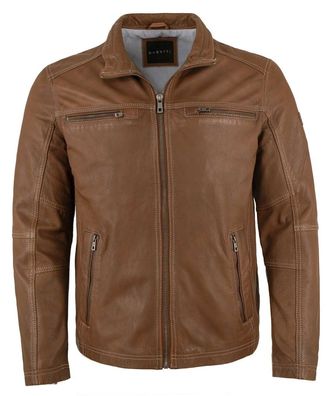 Bugatti - Herren Lederjacke Lammnappa dunkles cognac