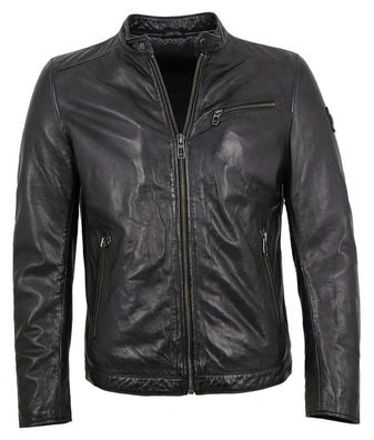 Milestone - Herren Lederjacke Lammnappa dunkelblau