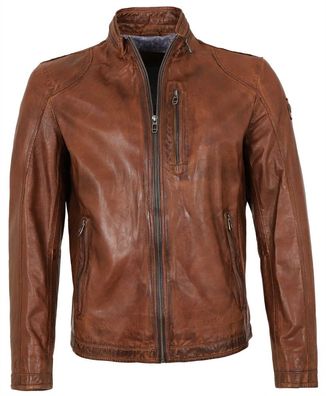 Milestone - Herren Lederjacke Lammnappa cognac / navy