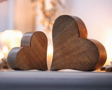 Deko Holz Herz 2er Set Liebe Love Deko Familie Tisch Zuhause Geschenk Hochzeit