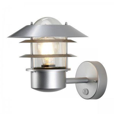 Elstead Lighting Helsingor Wandleuchte 1-Light PIR-Bewegungsmelder Silber IP44 E27