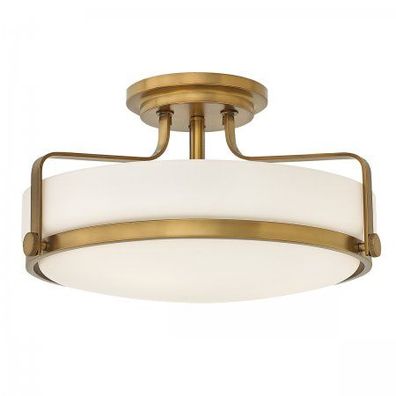 Elstead Lighting Harper Deckenleuchte Semi-Flush Medium 3-Light Messing Opalglas E27