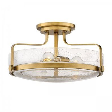 Elstead Lighting Harper Deckenleuchte Semi-Flush Medium 3-Light Messing Klarglas E27