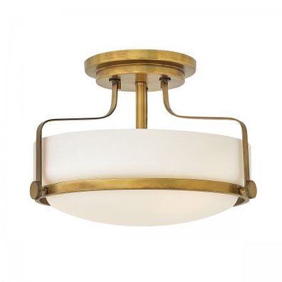 Elstead Lighting Harper Deckenleuchte Semi-Flush Small Messing Opalglas E27