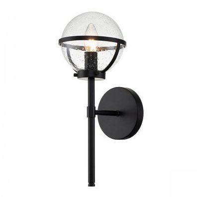 Elstead Lighting Hollis Wandleuchte 1-Light Schwarz Klarglas E14 IP44