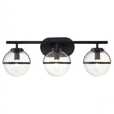 Elstead Lighting Hollis Wandleuchte 3-Light Schwarz Klarglas E14 IP44