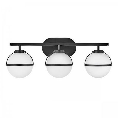 Elstead Lighting Hollis Wandleuchte 3-Light Schwarz Opalglas E14 IP44