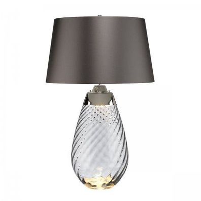 Elstead Lighting Lena Tischleuchte Large 2-Light Rauchglas Nickel Stoffschirm Grau 74