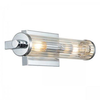 Elstead Lighting Azores Wandleuchte 2-Light Chrom poliert Klarglas 41cm IP44
