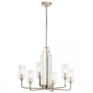Elstead Lighting Kimrose Kronleuchter 6-Light Nickel poliert Klarglas E14