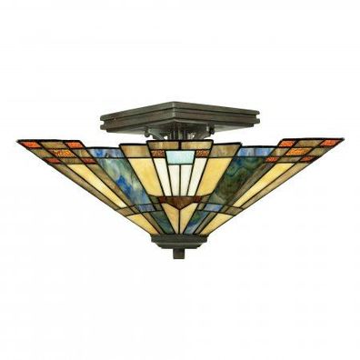 Elstead Lighting Inglenook Deckenleuchte Semi-Flush 2-Light Tiffany-Stil Bronze E27