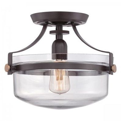 Elstead Lighting Penn Station Deckenleuchte Semi-Flush 1-Light Bronze Glas 33cm E27