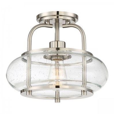 Elstead Lighting Trilogy Deckenleuchte Small Semi-Flush 1-Light Nickel Glas 305mm E27