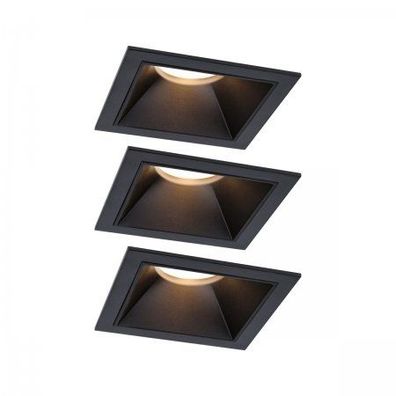 Paulmann 93125 LED Cole Coin Basisset eckig 3er-Set 2700K Schwarz 3-Step-Dim IP44