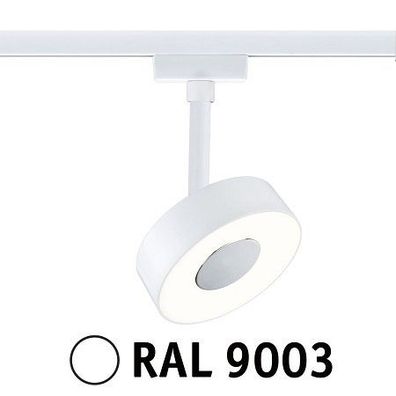 Paulmann 94891 URail LED Schienenspot Circle 3000K dimmbar 230V Signalweiß RAL 9003