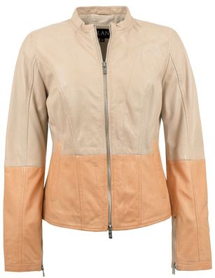 Jilani - Damen Lederjacke Lammnappa creme/ pastell orange