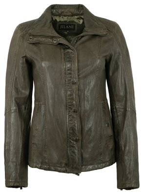 Jilani - Damen Lederjacke Lammnappa khaki