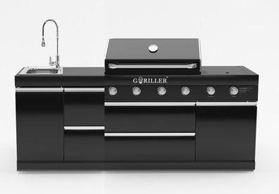 Goriller® Blackback S8 Outdoor-Küche, Gasgrill mit Waschbecken, Edelstahl